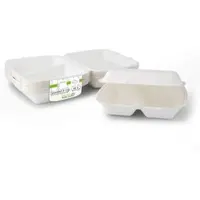 Greenbox - Menüboxen aus Zuckerrohr 25 x 20 x 7,5 cm, 2 Kammern, HP4/2, rechteckig, 50 St.