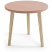 Bettso Couchtisch Kaffeetisch Wohnzimmertisch runder Tisch auf drei Holzbeinen Beistelltisch für das Wohnzimmer 60 x 49 cm IKON Rosa
