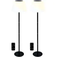 Lunartec 2er-Set Solar-LED-Tisch- & Stehleuchte, Fernbedienung, CCT, 400 lm
