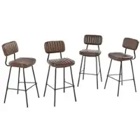 Hardin 1fachgut 4er-Set Gepolsterter Barstuhl mit Rückenlehne, ca. 45 x 50 x 108 cm - Braun