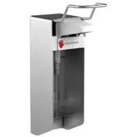 Gelzenleuchter Desinfektionsmittelspender UNI-PRO 05K, Kunststoffpumpe 21011 , Aluminium-Gehäuse, mattsilber eloxiert, 500 ml, kurzer Hebel