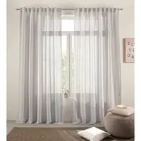 s.Oliver Gardine "AMEERA, 1 Stück, halbtransparent, Leinen" Gr. 1, grau, B:140cm H:145cm, Leinen, Polyester, Viskose, Gardinen, Gardine, mit Leinen, Schal, Wohnzimmer, Schlafzimmer, Vorhang