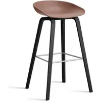 HAY - About A Stool AAS 32 H 75 cm, Eiche schwarz lackiert / Edelstahl / soft brick 2.0 (Kunststoffgleiter)