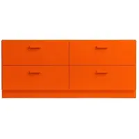 String - Relief Kommode mit Sockel, niedrig, 123 x 41 x 46,6 cm, orange