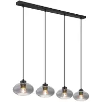 Globo Lighting Pendelleuchte, 4-Flammig, Glas, rauch, schwarz, L 96 cm