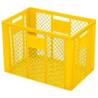 BRB-Lagertechnik 30 Stück Eurobehälter durchbrochen/Bäckerkiste, LxBxH 600 x 400 x 410 mm, PE-HD, lebensmittelecht, gelb, Palettenware