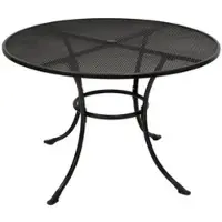 Meingartenversand.de Gartentisch Metall Malmö - Ø 110 x 72 cm (B x H) - Farbe: Eisengrau - witterungsbeständiger Rundtisch mit Schirmloch aus beschichtetem Streckmetall