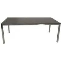 Meingartenversand.de Terrassentisch Edelstahl Paphos 200 x 100 cm– Gartentisch aus Edelstahl, Silber – Outdoor Tisch in Keramikoptik – ideal für den Garten