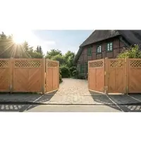 Meingartenversand.de Holz Gartensichtschutz 1 – Zaun aus Douglasie, naturbelassen – robuster Holzzaun mit Fischgrätmuster – Sichtschutz für Garten und Terrasse