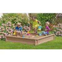 Meingartenversand.de Sandkasten Garten Emily - 150 x 150 x 25 cm - aus naturbelassenem Lärchenholz - Bausatz inklsive Montagematerial