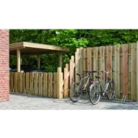 Meingartenversand.de Garten Sichtschutzzaun Frankfurt – Massiver Holzzaun aus druckimprägnierter Kiefer mit 20x145 mm Lamellen und 30x80 mm Riegeln als Gartensichtschutz