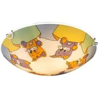 ETC Kinder Zimmer Decken Leuchte Glas Fernbedienung Katzen Motive im Set inklusive RGB LED Leuchtmittel