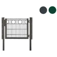 Meingartenversand.de Drahtzaun Tür 6/5/6 - anthrazit (RAL 7016) / grün (RAL 6005) - Schmuckzaun Gartenpforte - einflügliges Einzeltor für Stabgitterzäune und Stabmatten