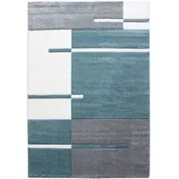 KADIMA DESIGN Teppich Wohnzimmer Karo Pflegeleicht Waschbar Strapazierfähig Schlafzimmer OEKO-TEX Blau 200x290 cm Gekettelt – MONZA von