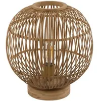Globo Tischleuchte Bambus Boho Leuchte Nachttischlampe Kugellampe Schlafzimmer naturfarben, Farbwechsler dimmbar Fernbedienung Memory, 1x LED 4,8W 470Lm warmweiß, DxH 30x33,5 cm