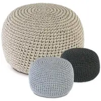 Amago home Bodenkissen Pouf Ø55 H37 Mohair Sitzhocker Sitzpouf waschbar nachfüllbar : beige - weiß