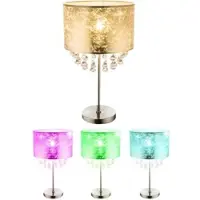 Globo Tischleuchte Kristallleuchte Leselampe Leuchte Schlafzimmer, Kristalldekor Lampenschirm Blattgold Nickel matt, App Steuerung, Smart RGB LED 10W 806Lm, DxH 32x56 cm
