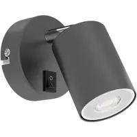 Ledscom.de Wandspot WAIKA, einflammig, mit Schalter, GU10, anthrazit matt, inkl. 535lm LED GU10 Lampe, weiß