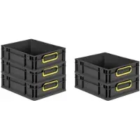 Proregal SparSet 5x Eurobox Nextgen Color HxBxT 12x30x40cm 11 Liter Griffe Gelb Geschlossen Schwarz Eurobehälter Transportbox Transportbehälter