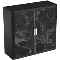 PaperFlow easyOffice Rollladenschrank Motiv schwarzer Marmor silber, 110x104x41.5 cm