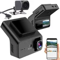 Lescars 4K-UHD-Dashcam, GPS, 1,47"-IPS-Display, G-Sensor, Rückfahrkamera, App