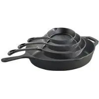 TS Electronic 4er-Set Gusseisen-Pfannen mit je 1x Ø 12,5 / 16,5 / 21 und 30 cm