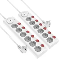 Revolt 2er-Set 6-fach-Steckdosenleiste, einzeln schaltbar, Hauptsch., 3.680W