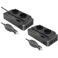 Revolt 2er-Set 200W-Kfz-Wechselrichter Steckerleiste, je 2x 230V, je 4x USB