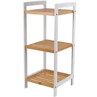 Rosenstein & Söhne Bambus-Standregal mit 3 Ablagen, 30 x 70 x 30 cm, weiß/bambus