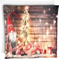 INFACTORY Kuscheldecke mit Weihnachtsmotiv und 10 warmweißen LEDs, 150 x 140 cm