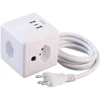 Revolt CH: 4-fach-Steckdosen-Würfel mit USB-C, A PD 20W & 2x, QC, Halterung