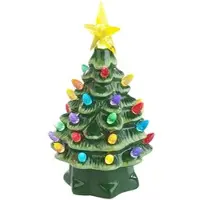 INFACTORY Deko-Weihnachtsbaum aus Keramik mit LED-Beleuchtung, Timer, 19 cm