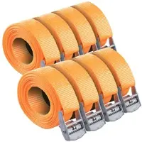 AGT 8er-Set Zurr-/Spanngurte, Klemmverschluss, 2,5 cm x 6m, DIN EN 12195-2