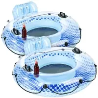 INFACTORY 2er-Set aufblasbare Schwimmringe mit Rückenlehne und Getränkehalter