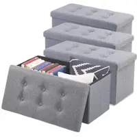 INFACTORY 4er-Set faltbare 2in1-Sitzbänke und -truhen, 80 l, bis 300 kg, grau