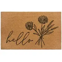 NYVI Fußmatte Kokos - 45x75 cm Rechteckig - Hello Flowers