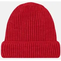 HANSEHELD Strickmütze Rippstrick 100% Schurwolle (Merino) - Rot