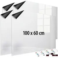 INFACTORY 4er-Set magnetische Whiteboard-Folien,100x60cm,selbstklebend,4 Marker