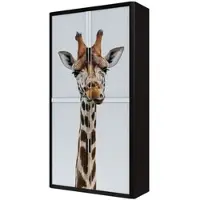 PaperFlow easyOffice Rollladenschrank Motiv Giraffe silber, 110x204x41.5 cm