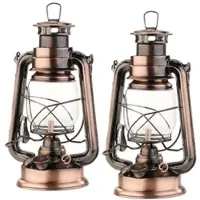 Lunartec 2er-Set nostalgische Petroleum-Sturmlaternen mit Glaskolben; 24 cm
