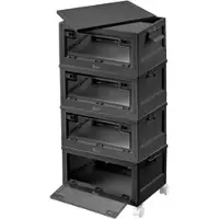 Xcase 4er-Set faltbare Aufbewahrungsboxen mit Deckel, 4 Rollen, 45l, schwarz