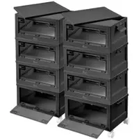 Xcase 8er-Set faltbare Aufbewahrungsboxen mit Deckel, 8 Rollen, 45l, schwarz