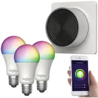 Luminea Home Control 3er-Set WLAN-LED-Lampen mit Lichtschalter, E27, RGB-CCT, 14 W