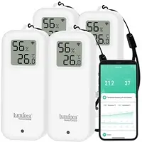 Luminea Home Control 4er-Set WLAN-Temperatur- und Luftfeuchtigkeitssensor mit Display, App