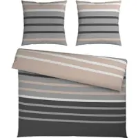 Momax Bettwäsche Streif XXL Schwarz/Beige ca. 200x200cm