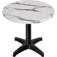 GGM Möbel WBC | Bistro Außen Tisch | Ø:H 70 x 80,5 cm | Weiß Marmor / Schwarz | Rund