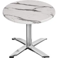 GGM Möbel WTG | Bistro Außen Tisch | Ø:H 70 x 75,5 cm | Weiß Marmor / Aluminium | Rund | Zusatzgewicht