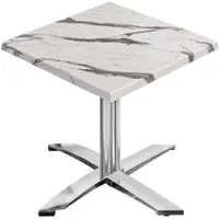 GGM Möbel WTG | Bistro Außen Tisch | B: T: H: 70 x 70 x 75,5 cm | Weiß Marmor / Aluminium | Quadratisch