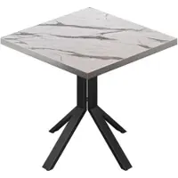 GGM Möbel BE | Bistro Tisch | 70 x 70 x 74,5 cm | Quadratisch | Edelstahl Rand | Weiß Marmor / Schwarz