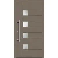 Haustuerenland.de Haustür mit Fingerprint "HENRIKE" 79 mm RC2 Beigegrau RAL 7006 beidseitig innen öffnend DIN links